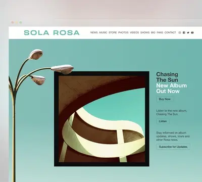 Sola Rosa website showing animation